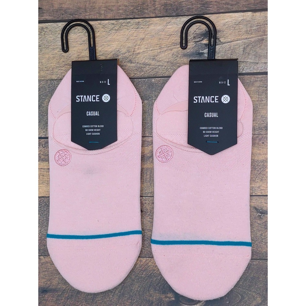 Stance Icon No Show Socks _ 2 Pair Pink Teal Blue Casual Combed Cotton Blend - L